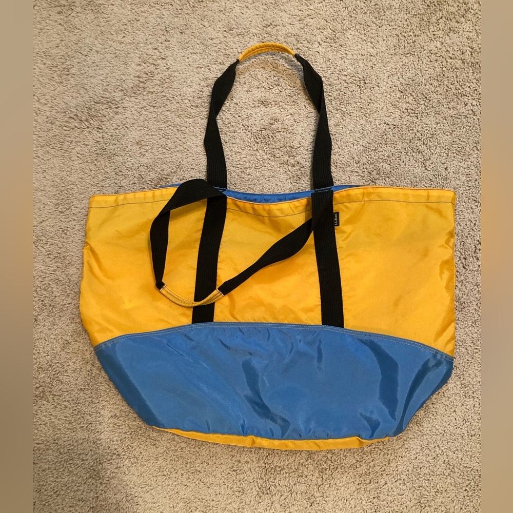 L.L Bean blue&yellow large nylon tote bag.